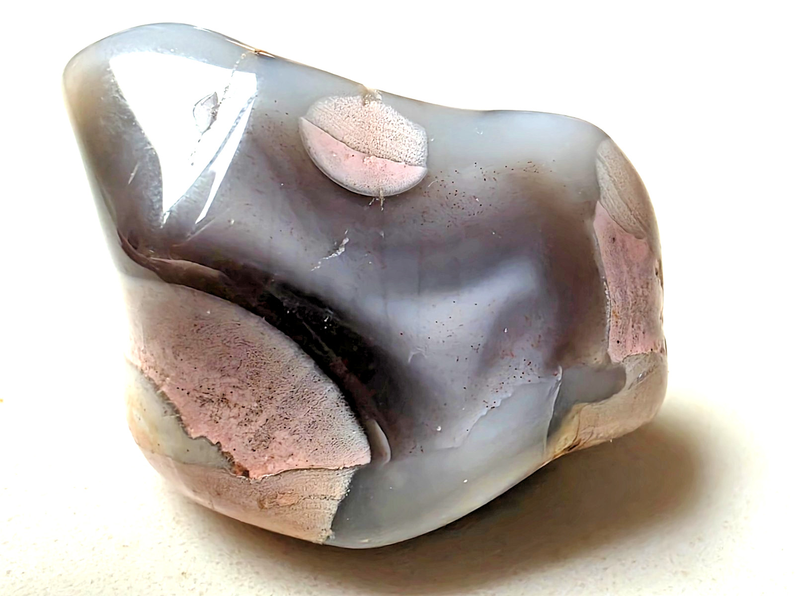POLISHED BEAUTIFUL BOTSWANA AGATE, Pink and Dark Gray AGATE MUST SEE
