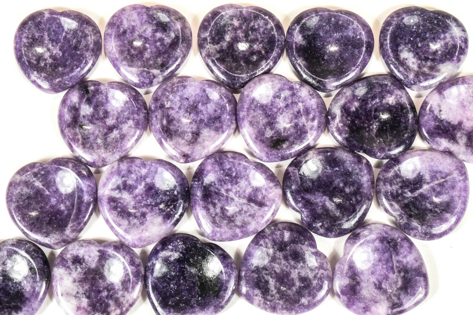 39mm Purple Lepidolite Heart Mini Bowl Worry Stone Crystal Mineral – Brazil 1PC