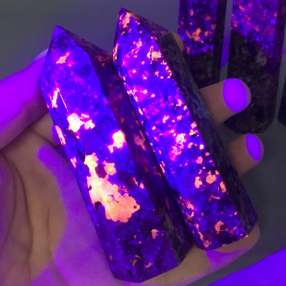 9-10CM Natural Yooperlite Quartz Obelisk Crystal Point Wand Reiki Healing Stone