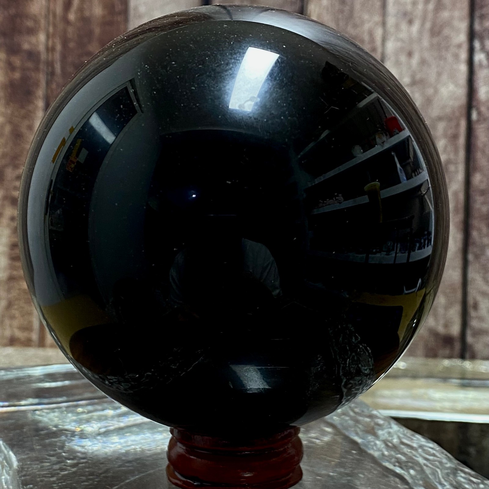 Natural Obsidian Crystal Ball – Polished Black Sphere for Home Decor 935 g