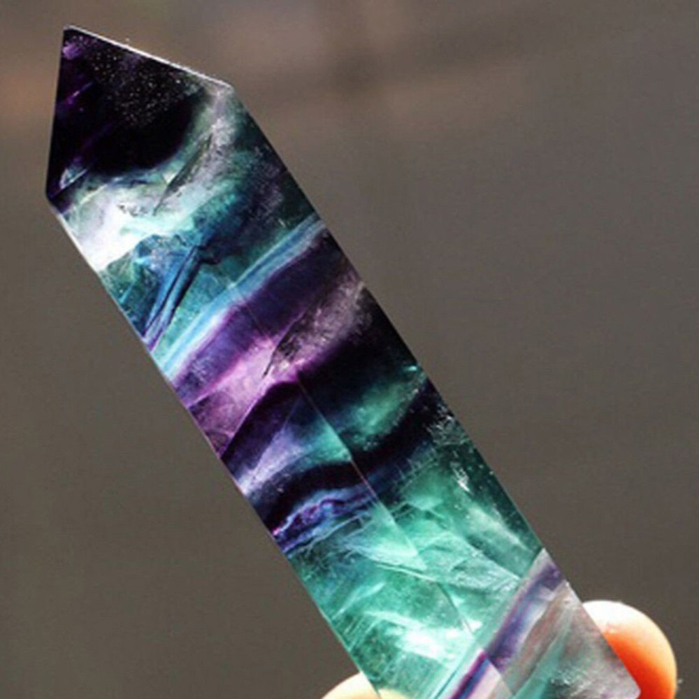 10X Rare Natural Rock Fluorite Quartz Crystal Stone Point Healing Wand Obelisk