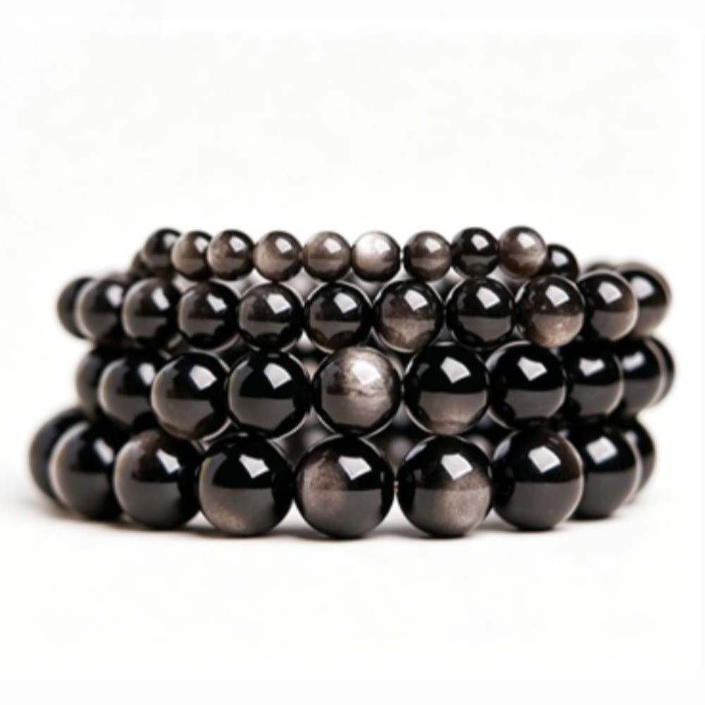 Natural Gold & Silver Obsidian Bracelet Energy Healingstone Fashion Jewelry Gift