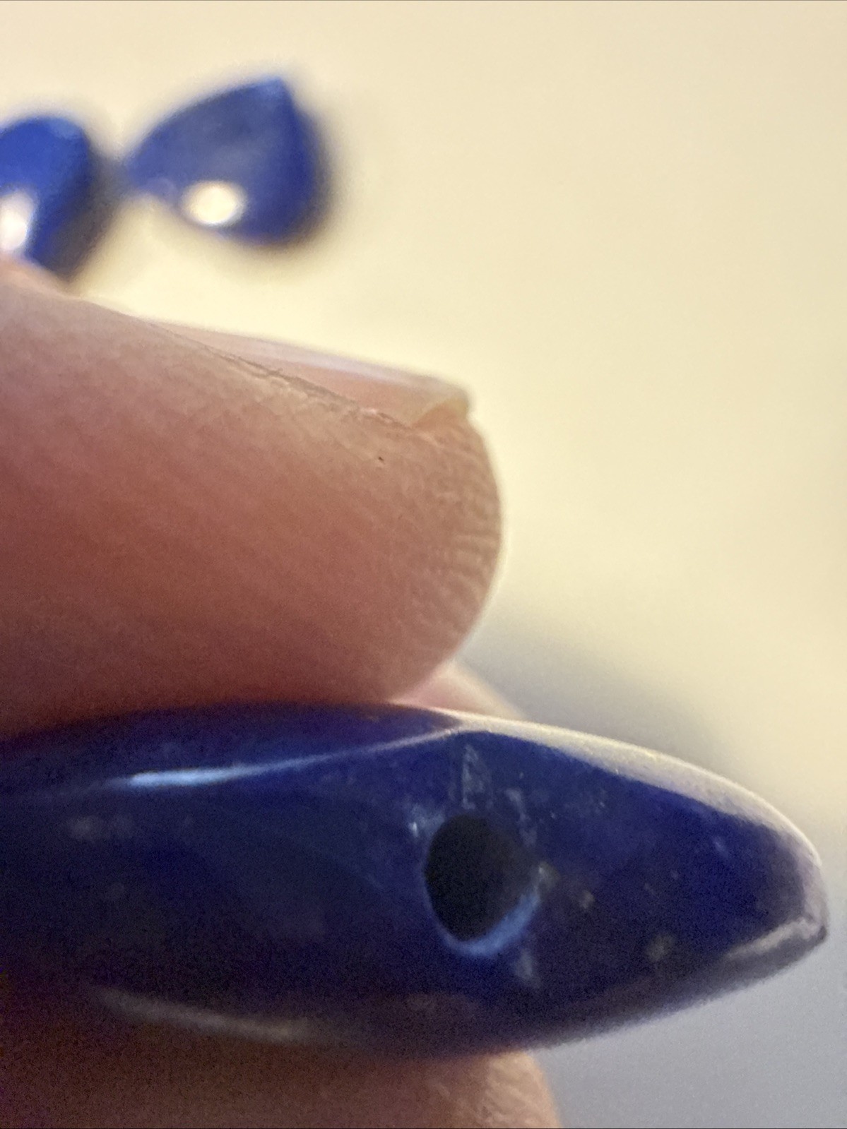 Set Of 5 Lapis Lazuli Hearts Deep Blue Rock For Jewelry( Already Drilled On Top)