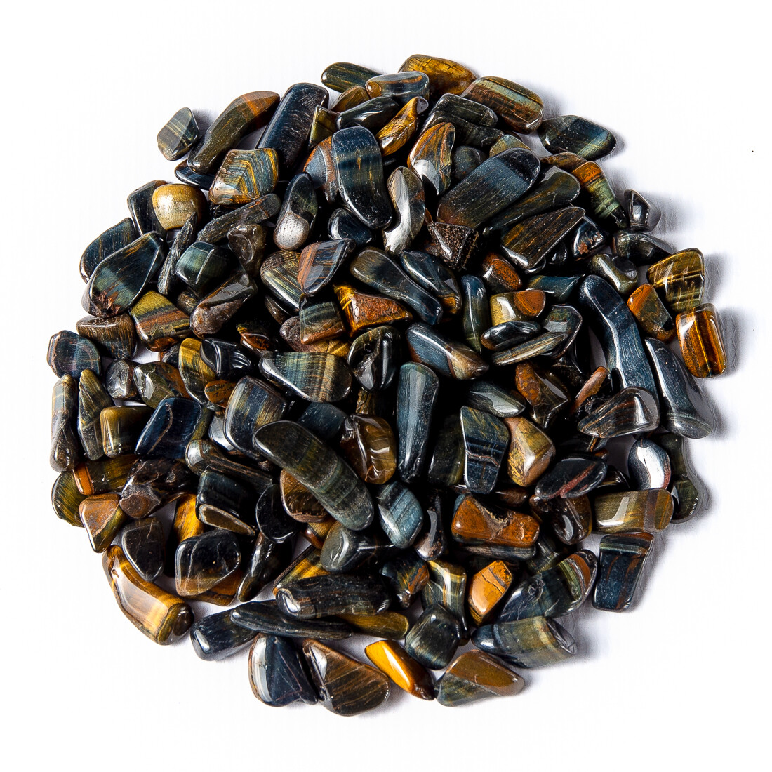 1 lb Tumbled Blue Multi Tigers Eye Gemstone Crystals 185-210 Stones Natural Gems