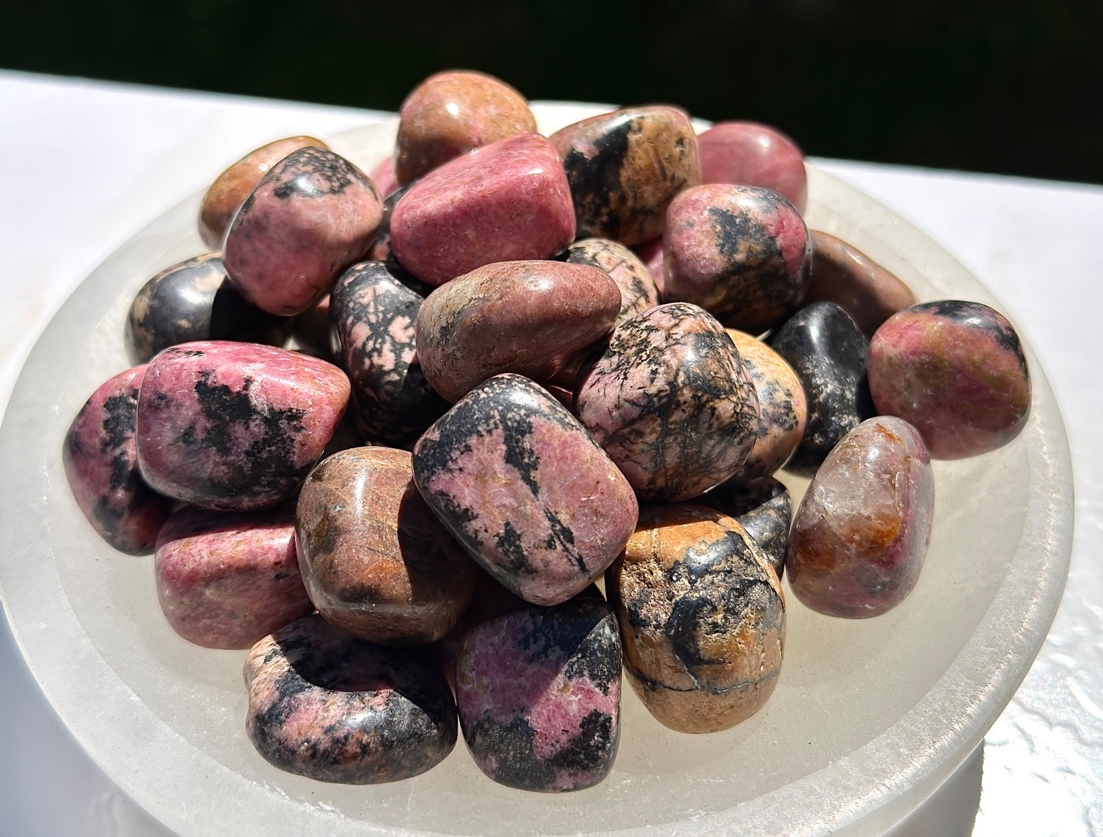 Wholesale Lot 2 Lbs Natural Rhodonite Tumble Stone Healing Crystals Energy