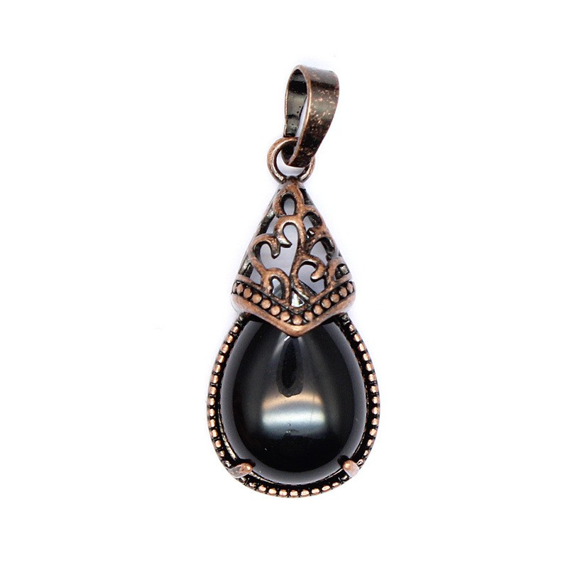 3-5PCS Natural Stone Personalized Retro Crystal Blue Agate Water Drop Pendant