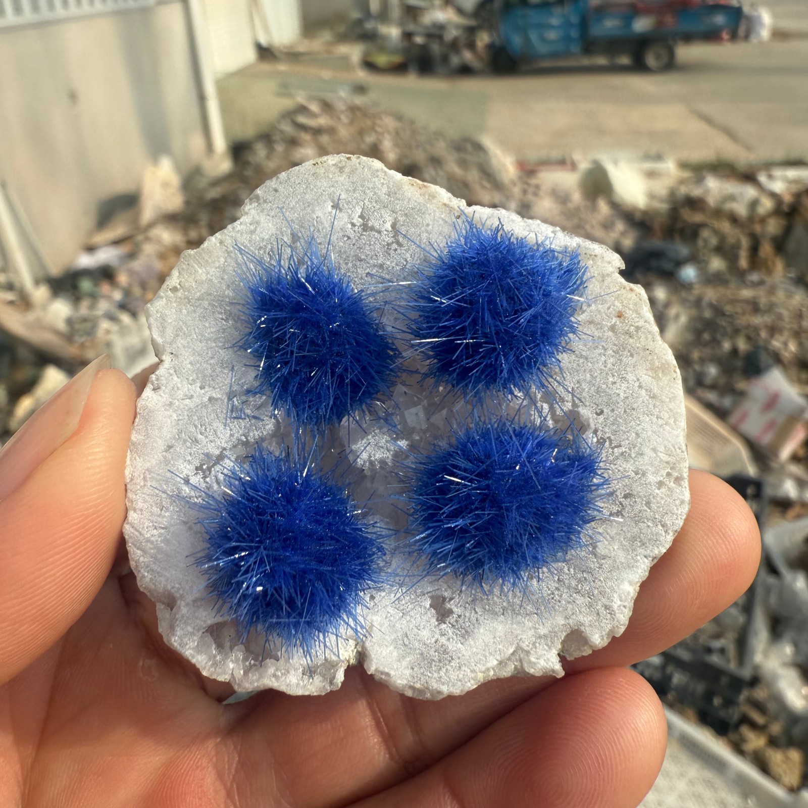 Raw Rough Dandelion Zeolite Cluster Blue Cave Quartz Crystal Decoration 10pc