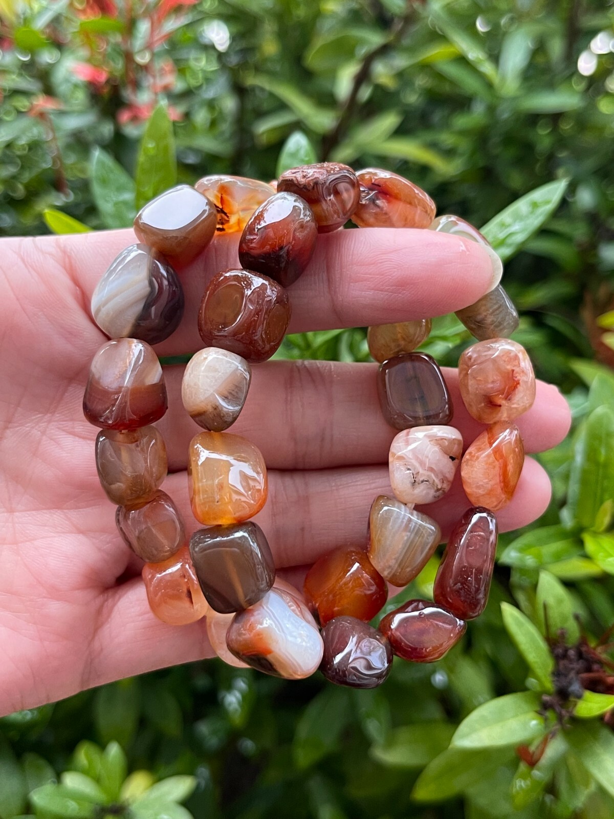 Grade A++ Carnelian Crystal Nugget Bracelet, Genuine Gemstone Bracelet, Bulk Lot
