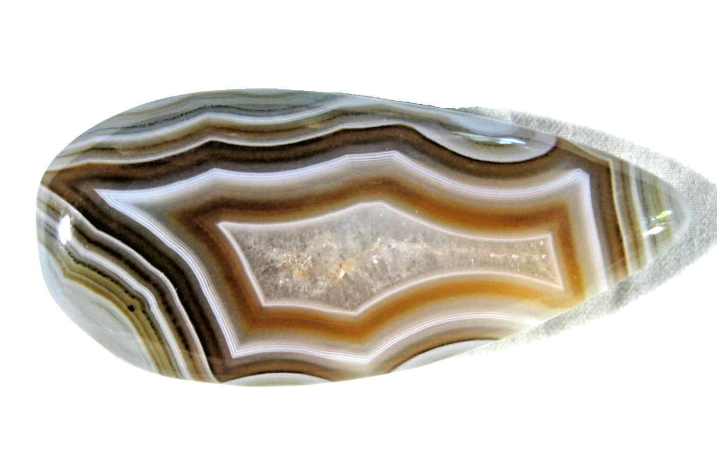 Madagascar Agate Polished Long Pear or Palm Stone 80 mm x 34 mm 62 g