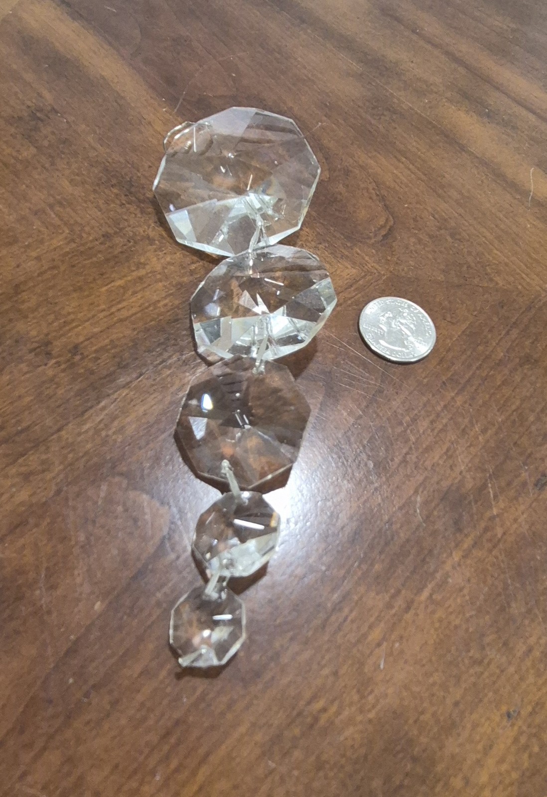 Lot Of Five Crystal Prisms. Octagon Shape