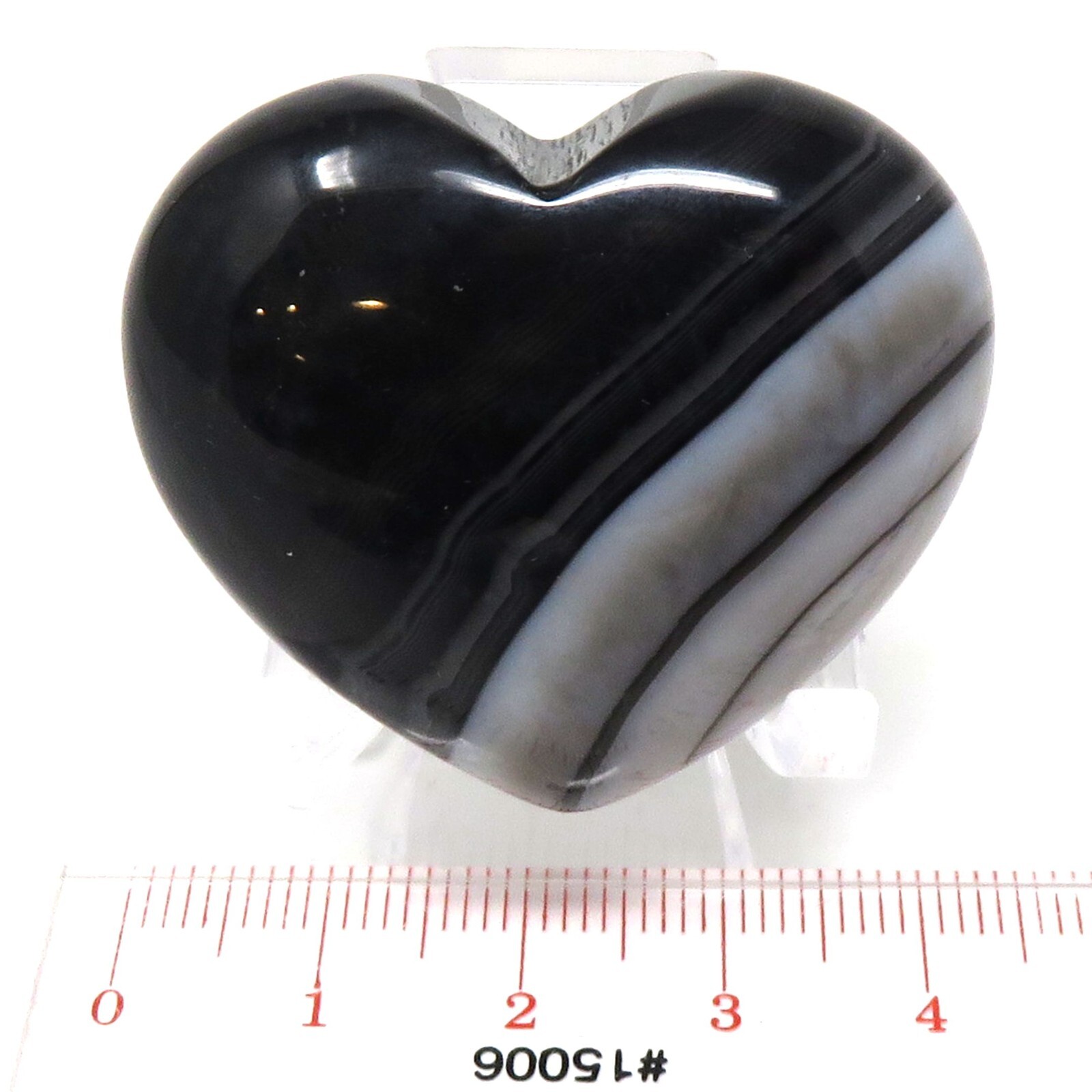 Black Banded Agate Stone Heart #918- 40mm x 35mm x 15mm or 1.57″
