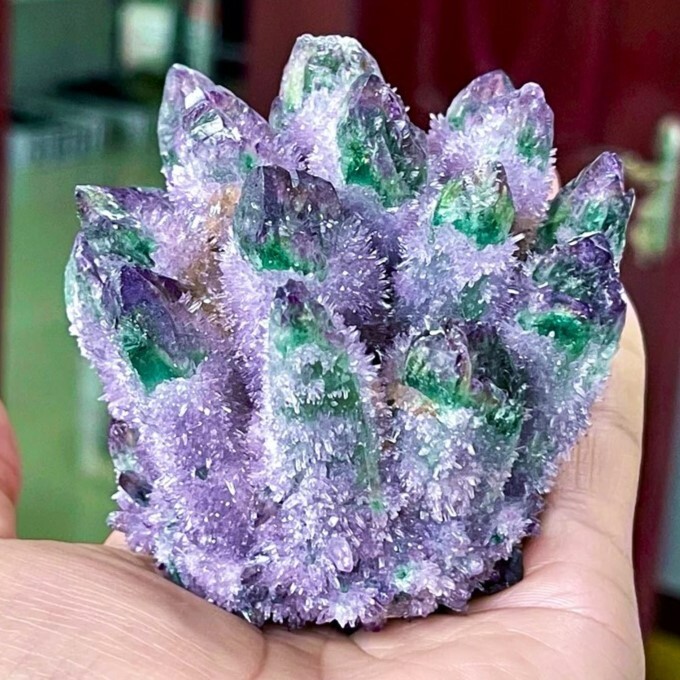 200G-600G New Find Large Phantom Purple Green Quartz Crystal Healing Cluster