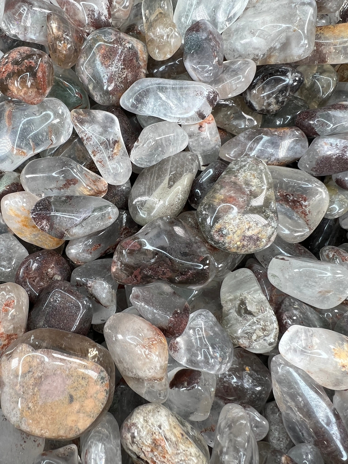 Garden Quartz Crystal Tumbled Stone, Natural Lodolite Quartz Crystal from Brazil