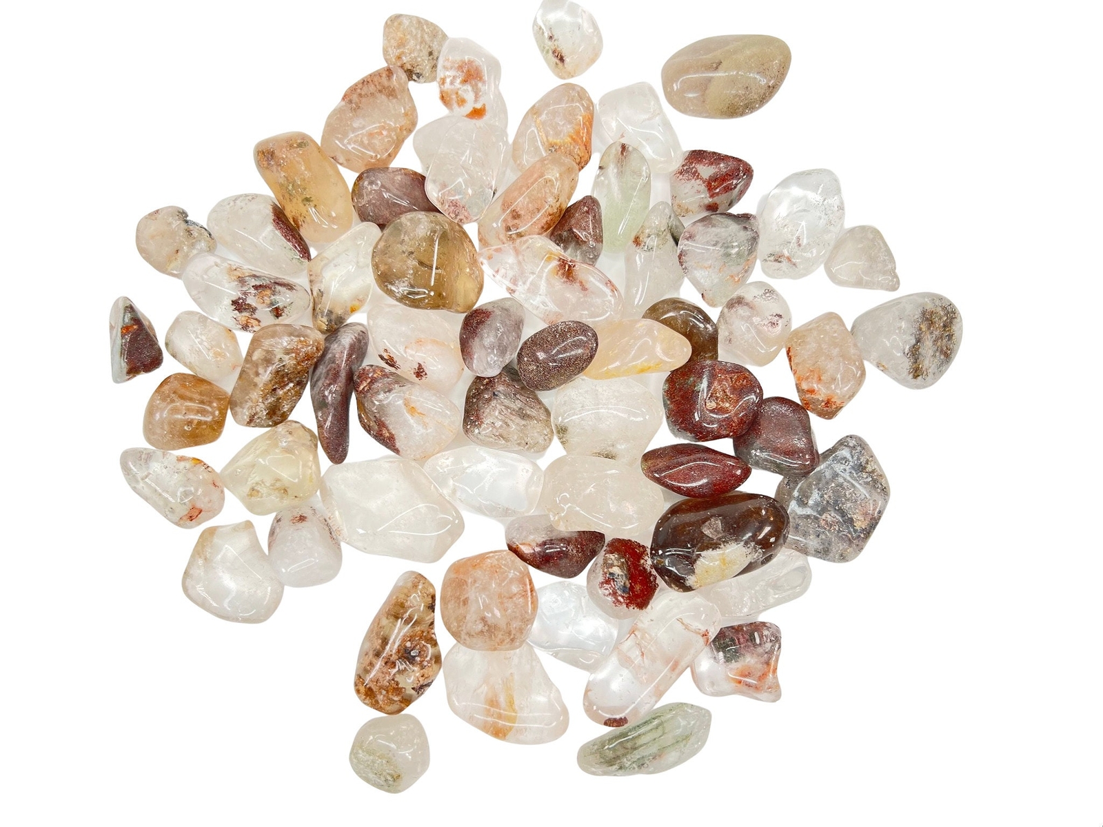 Garden Quartz Crystal Tumbled Stone, Natural Lodolite Quartz Crystal from Brazil
