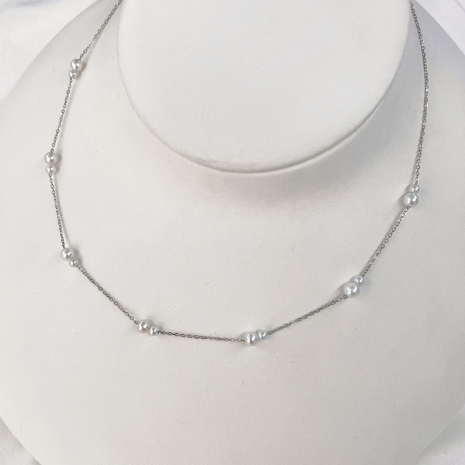 925 Sterling Silver Starry Freshwater Pearl Necklace 3-5mm Adjustable Choker