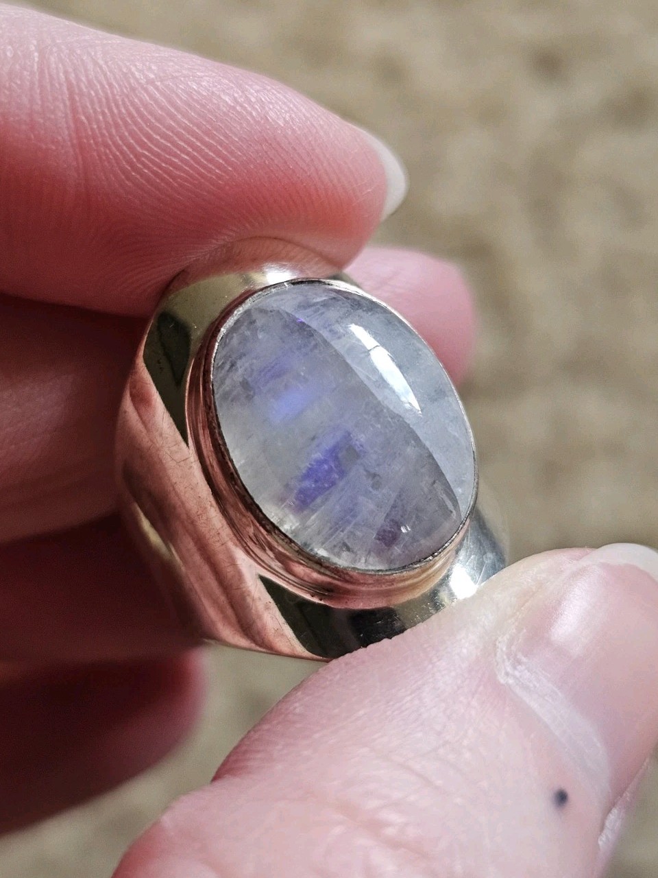 Sterling Silver Moonstone Ring, Size 7, Crystals & Stones, Mineral Specimen