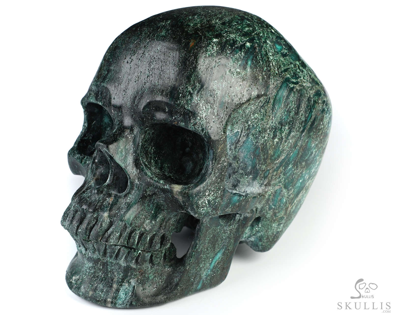 Super Realistic! Lifesized 7.0″ Chlorite Schist Hand Carved Crystal Skull