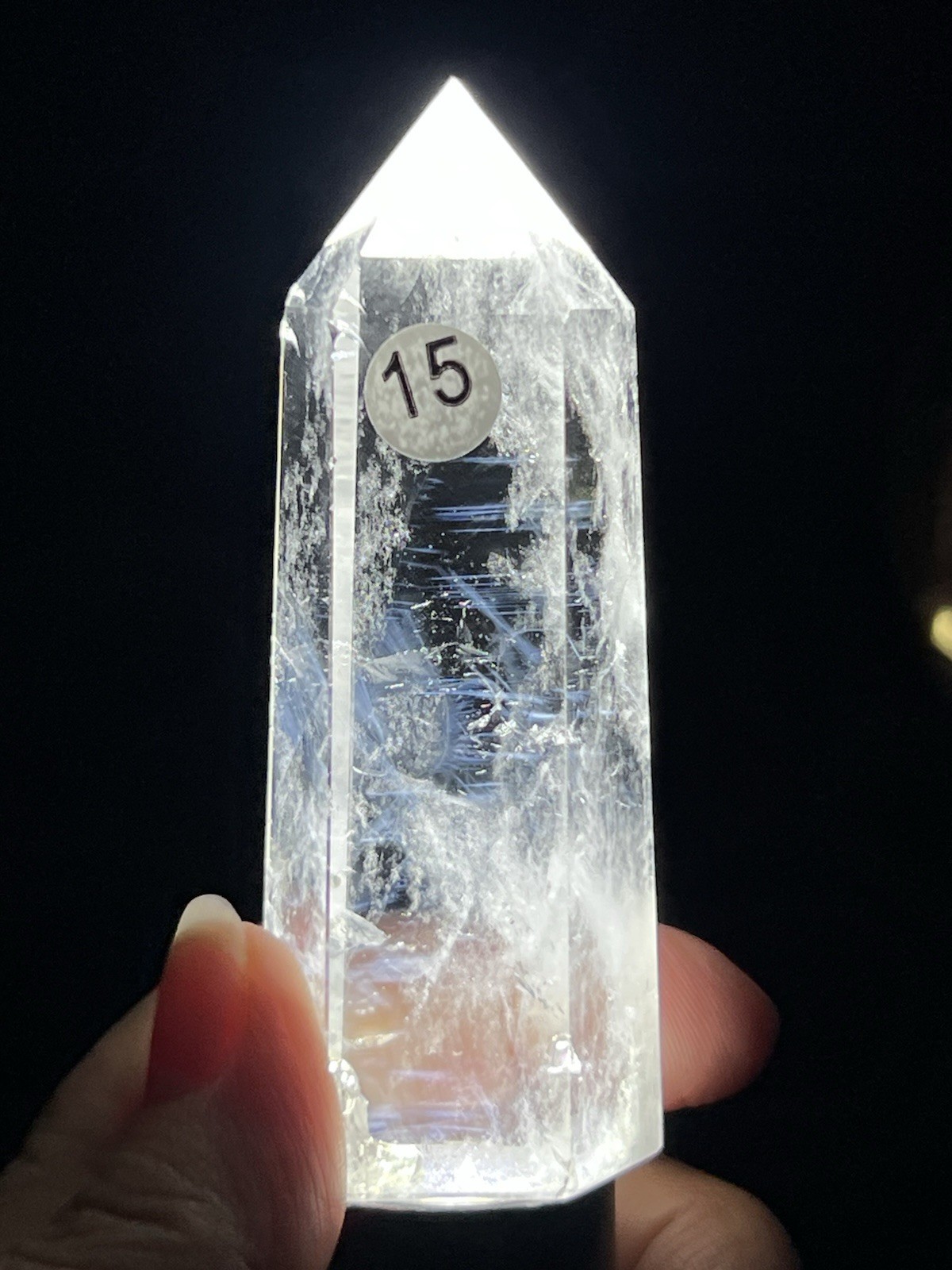 Natural Blue needle Clear Quartz HQ Points Free Ship & Gift