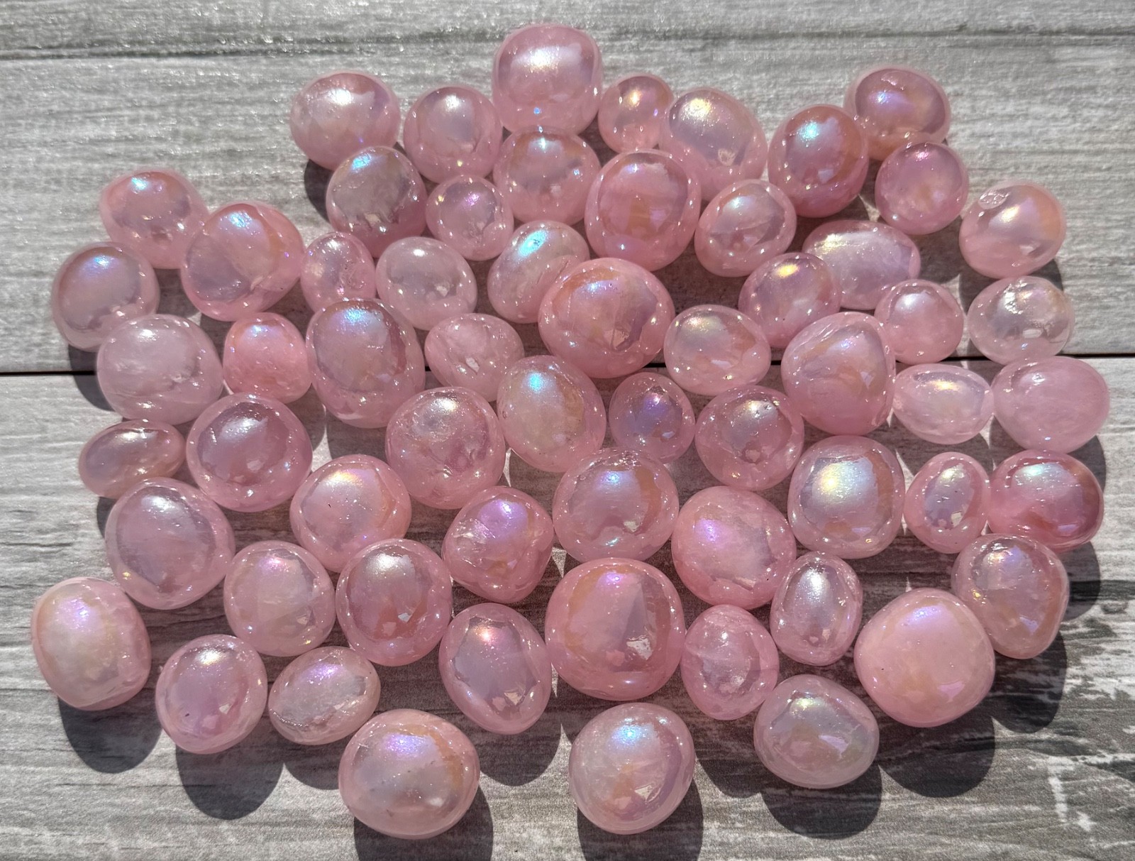 Wholesale Lot 2 Lbs Aura Rose Quartz Tumble Healing Energy