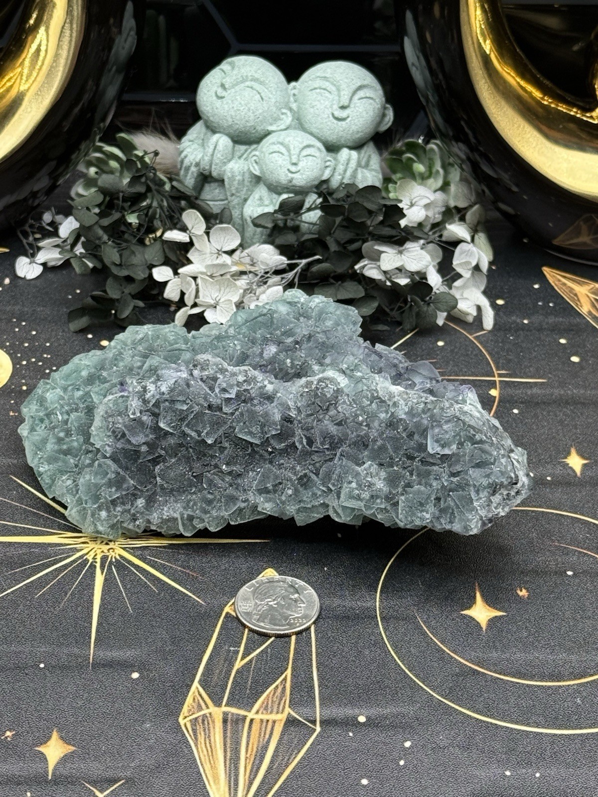 Natural Blue Octahedral Fluorite Sugary specimen Zhejiang Prov. Free ship