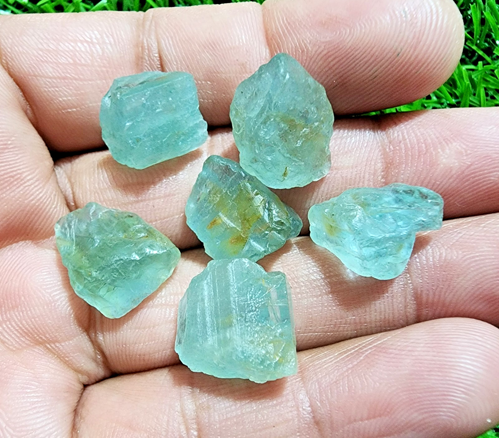 6 Pcs Blue Aquamarine Gemstone Raw Lot 11-18 mm Aquamarine Rough Stone Bulk