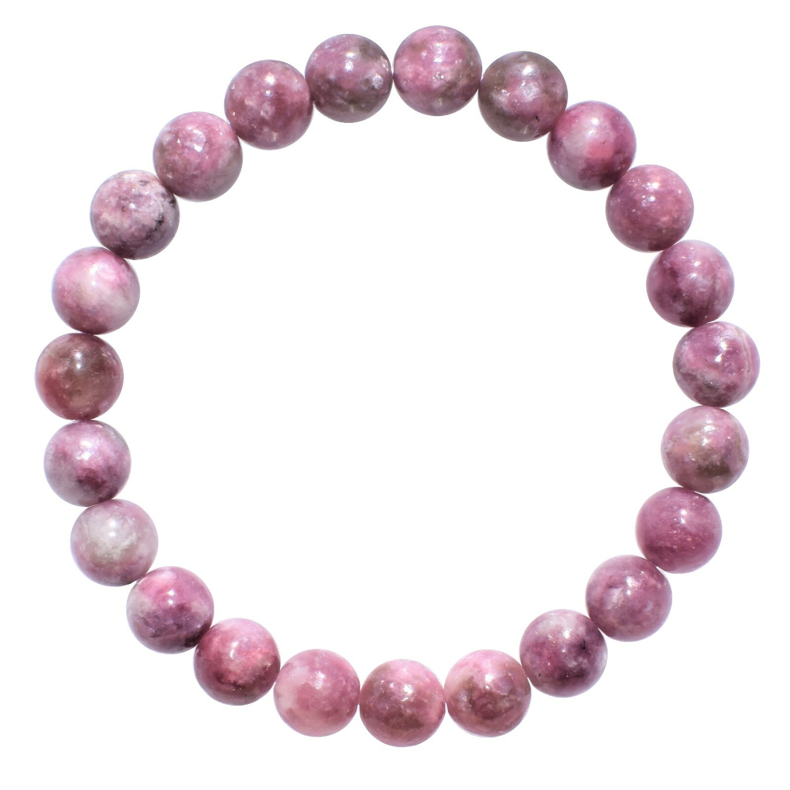 Premium CHARGED Lepidolite Crystal 8mm Bead Stretchy Bracelet + Selenite Heart