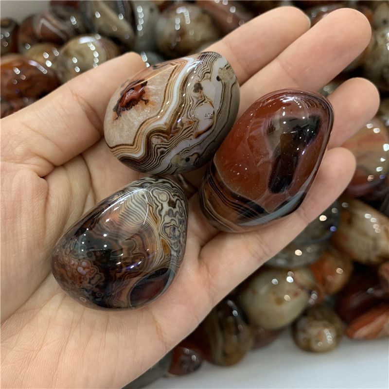 20-150G Natural Polished Silk Banded Lace Agate Crystal Sardonyx Carnelian Stone