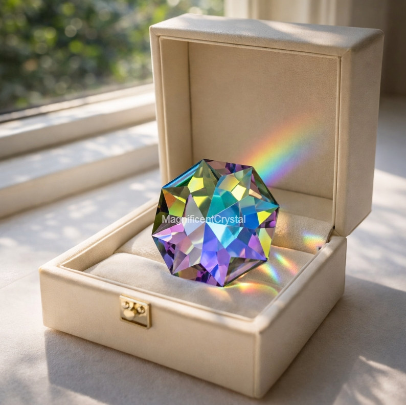 60mm Aurora Borealis Octagon Suncatcher Crystal Rainbow Maker Prism Window Decor