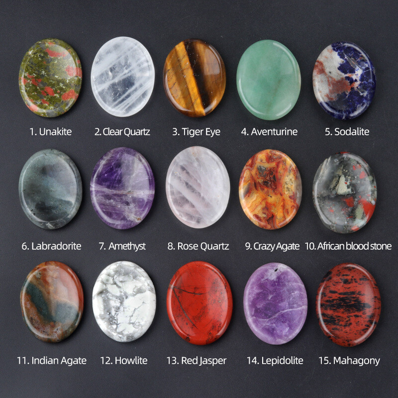 Natural Crystal Worry Stone: Choose Gemstone (Crystal Healing Pocket Stone)
