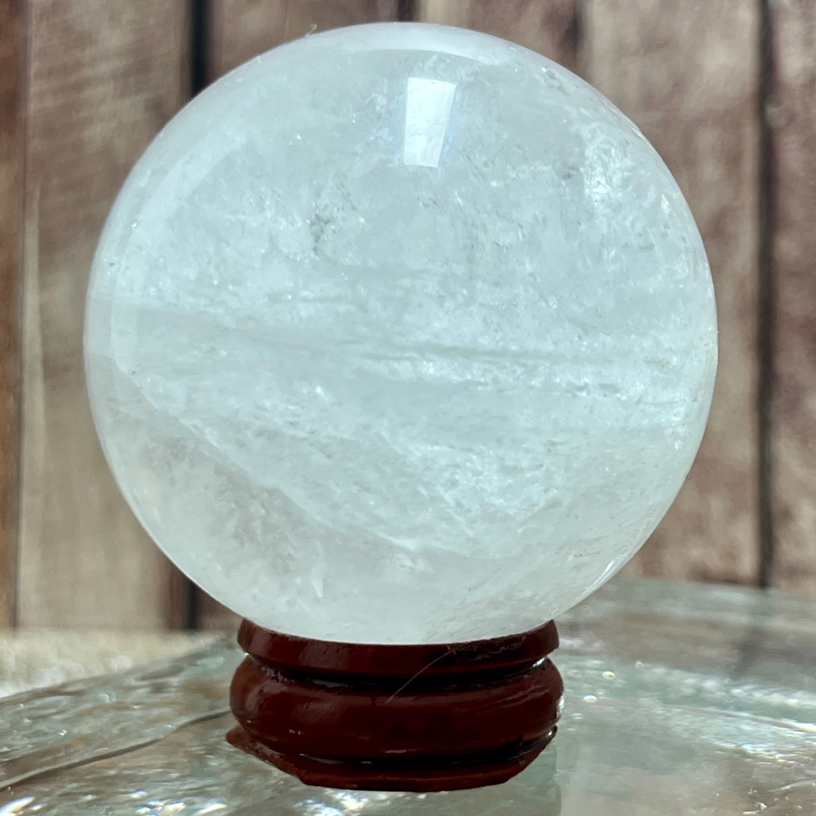 Genuine Clear Quartz Crystal Sphere Ball Polished Stone Feng Shui Wealth 228 g