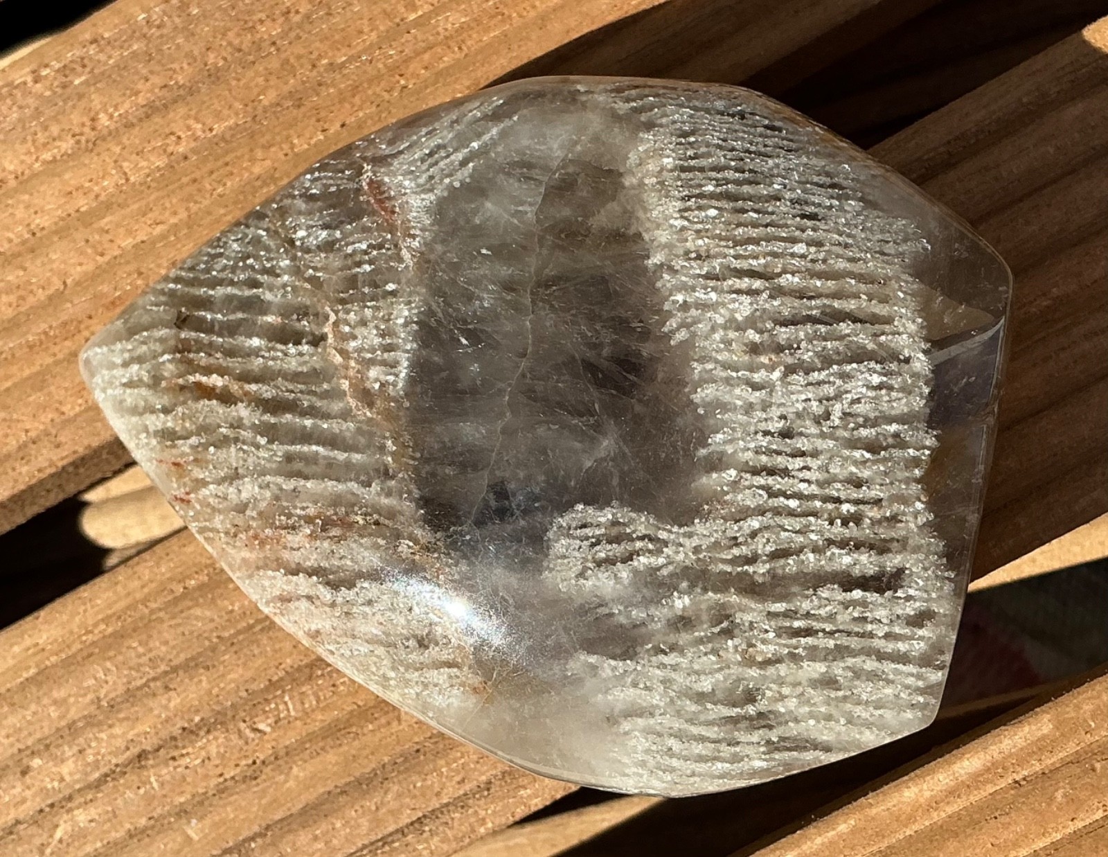 146g Thousand Layer Quartz Teardrop Lodolite Crystal Gemstone Chakra Healing