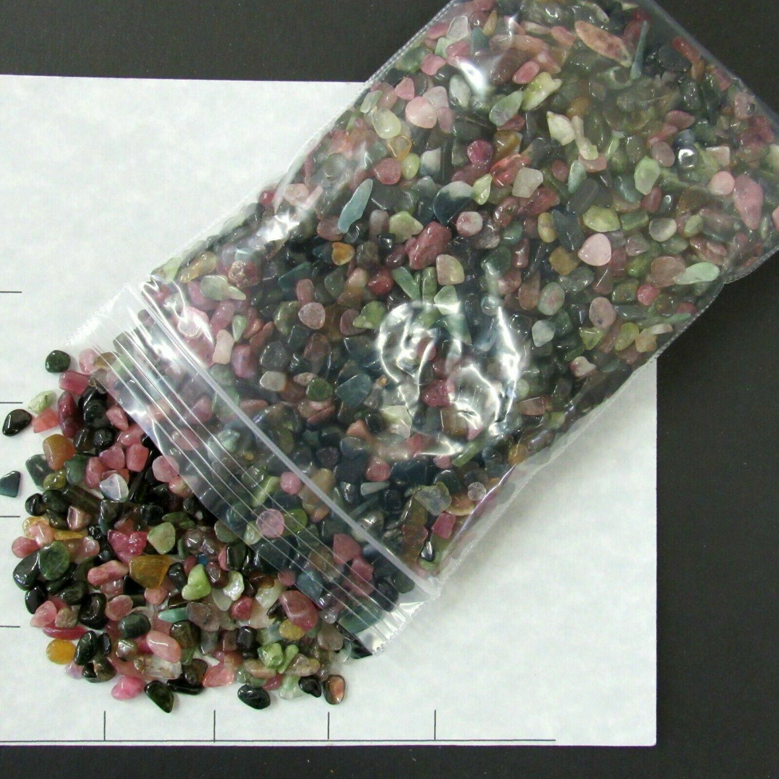 TOURMALINE MIX (5-9mm) tumbled chips color variety 1 lb bulk