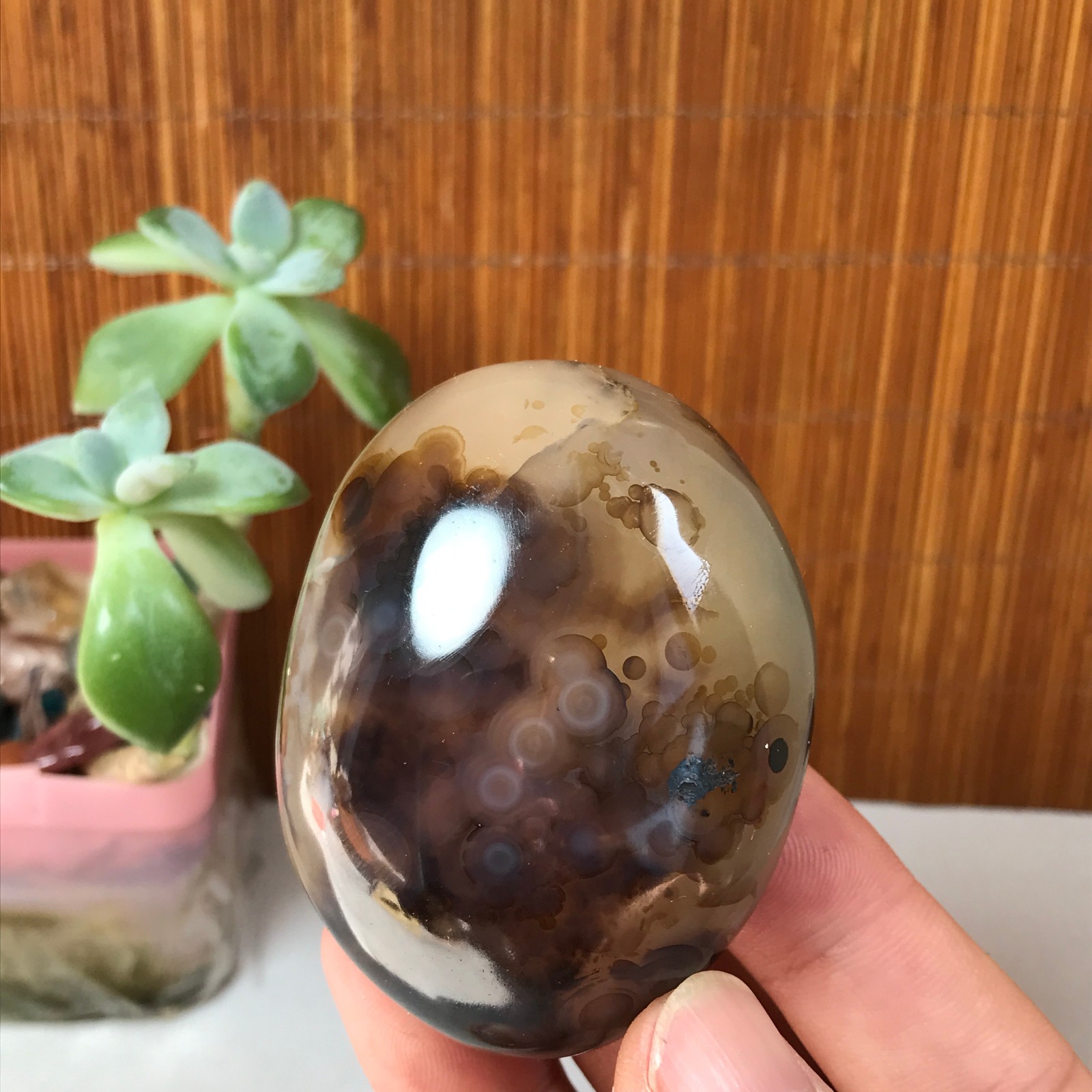63-48-35mm Natural aquatic plants agate pretty Crystal specimens 145g A1882