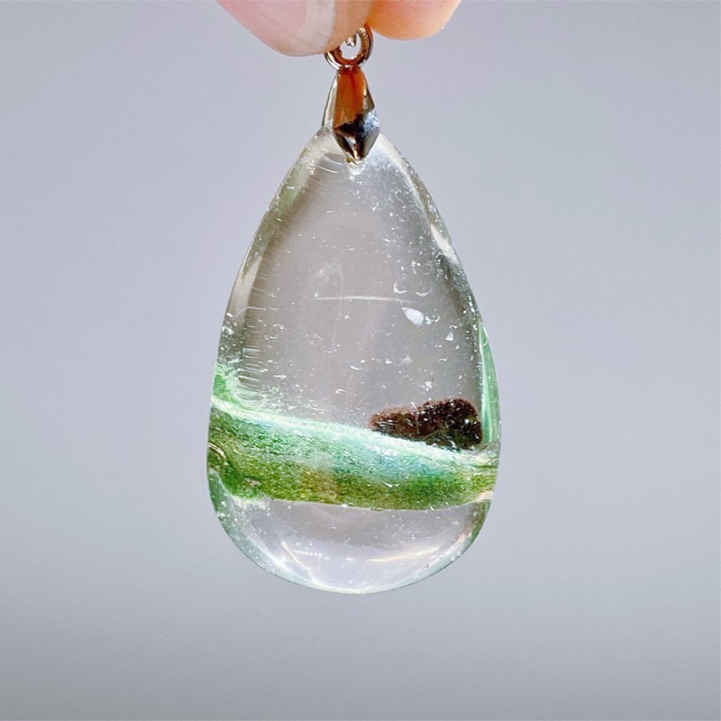Natural Garden Quartz Pendant Teardrop Crystal Pendant Free Chain 18”