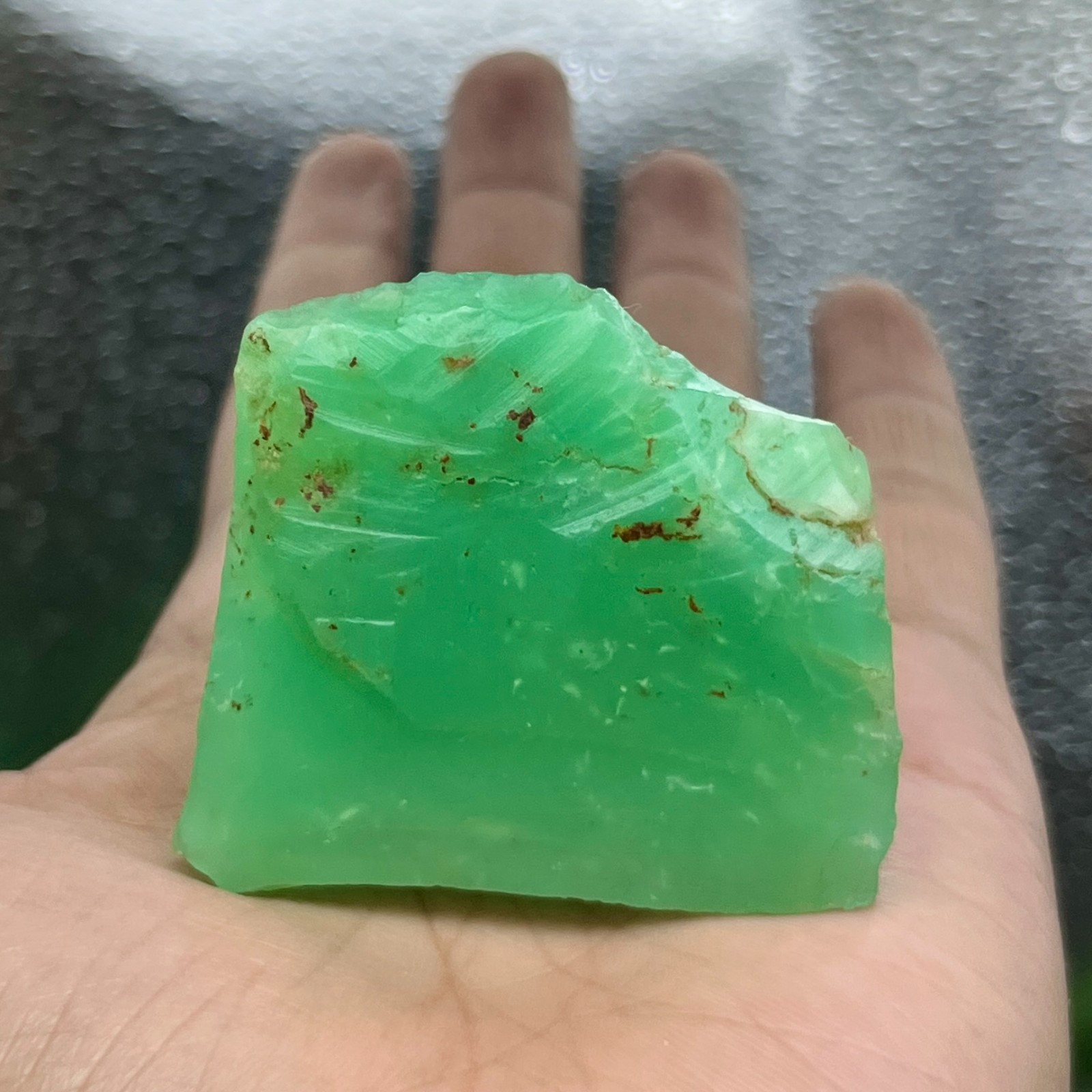 Rare Green Chrysoprase Rough Stone 246Ct Natural Gem Specimen Slice