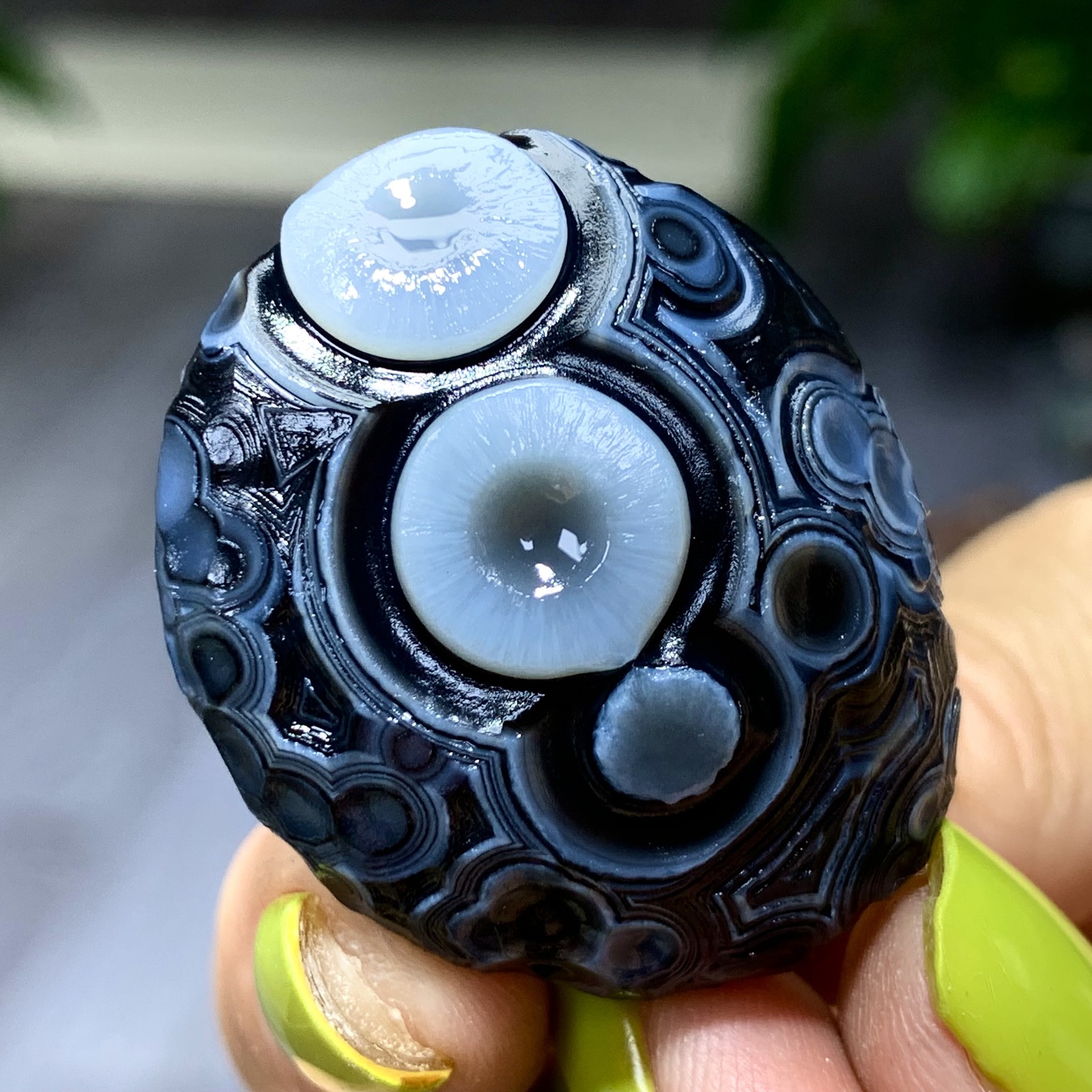 18G Natural Gobi Agate Eye Agate/Crystal PalmStone Madagascar