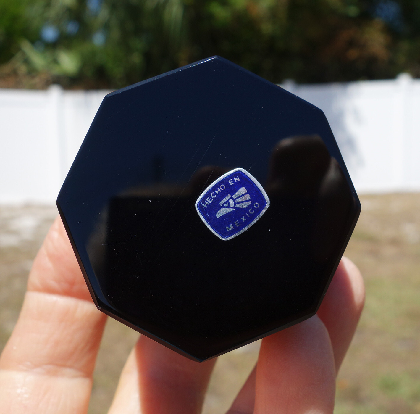 Large Black OBSIDIAN Octagon Scrying Mirror Tarot Crystal MEXICO Volcanic Glass