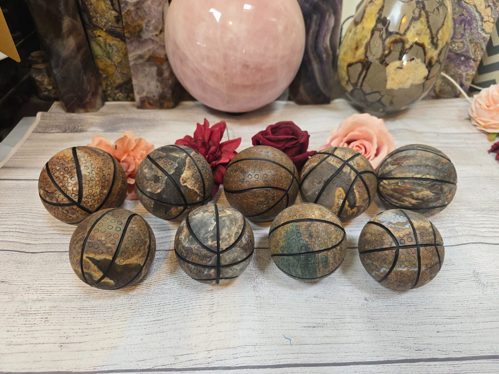 Large Agate Basketball Crystal Sphere 69-80mm Unique Crystal Collectable Natural