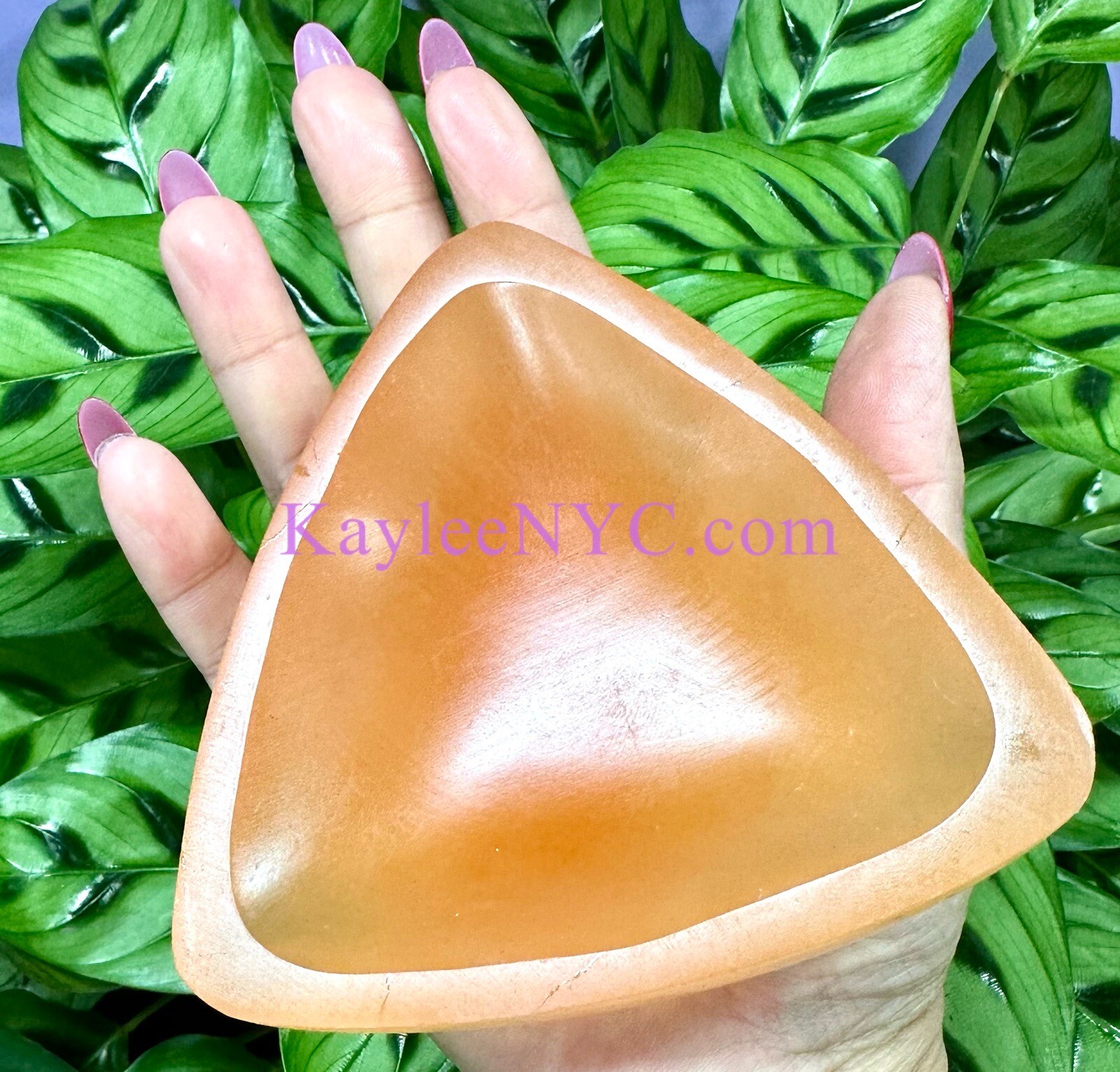 Wholesale Lot 6 PCs Natural Peach Selenite aka Satin Spar Triangle Bowls Crystal