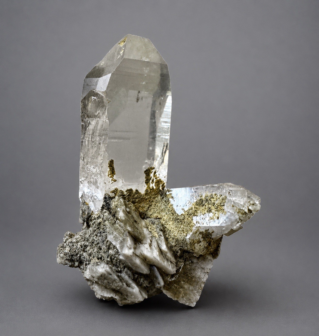 “Mountain Sentinel” Hashupi Himalayan Akashic Quartz on Feldspar & Mica Crystal