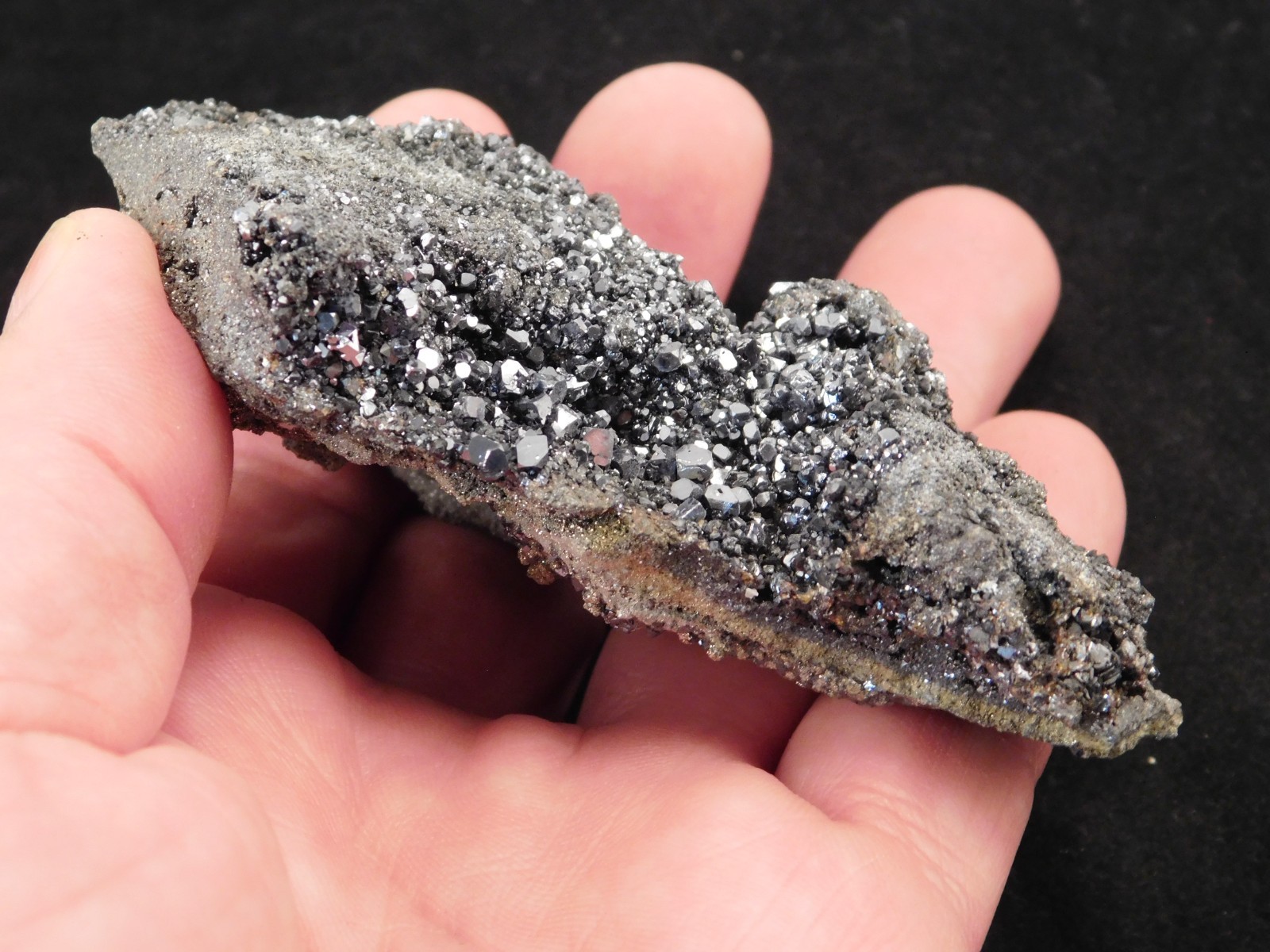 Larger RHOMBIC GALENA Crystal Cluster with Druzy Pyrite 100% Natural Peru 233gr