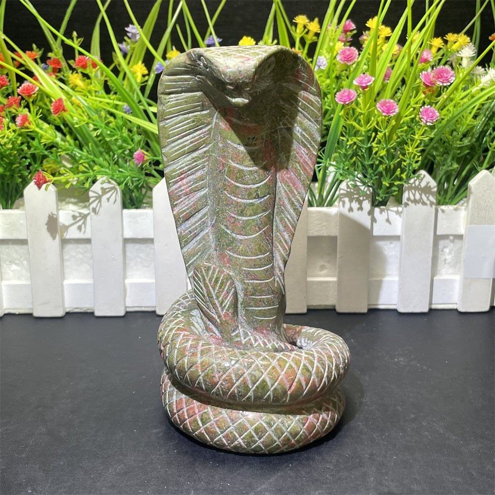 1.7LB 6.3″ Natural Unakite Snake Decor Crystal Quartz Reiki Mineral Energy Carve