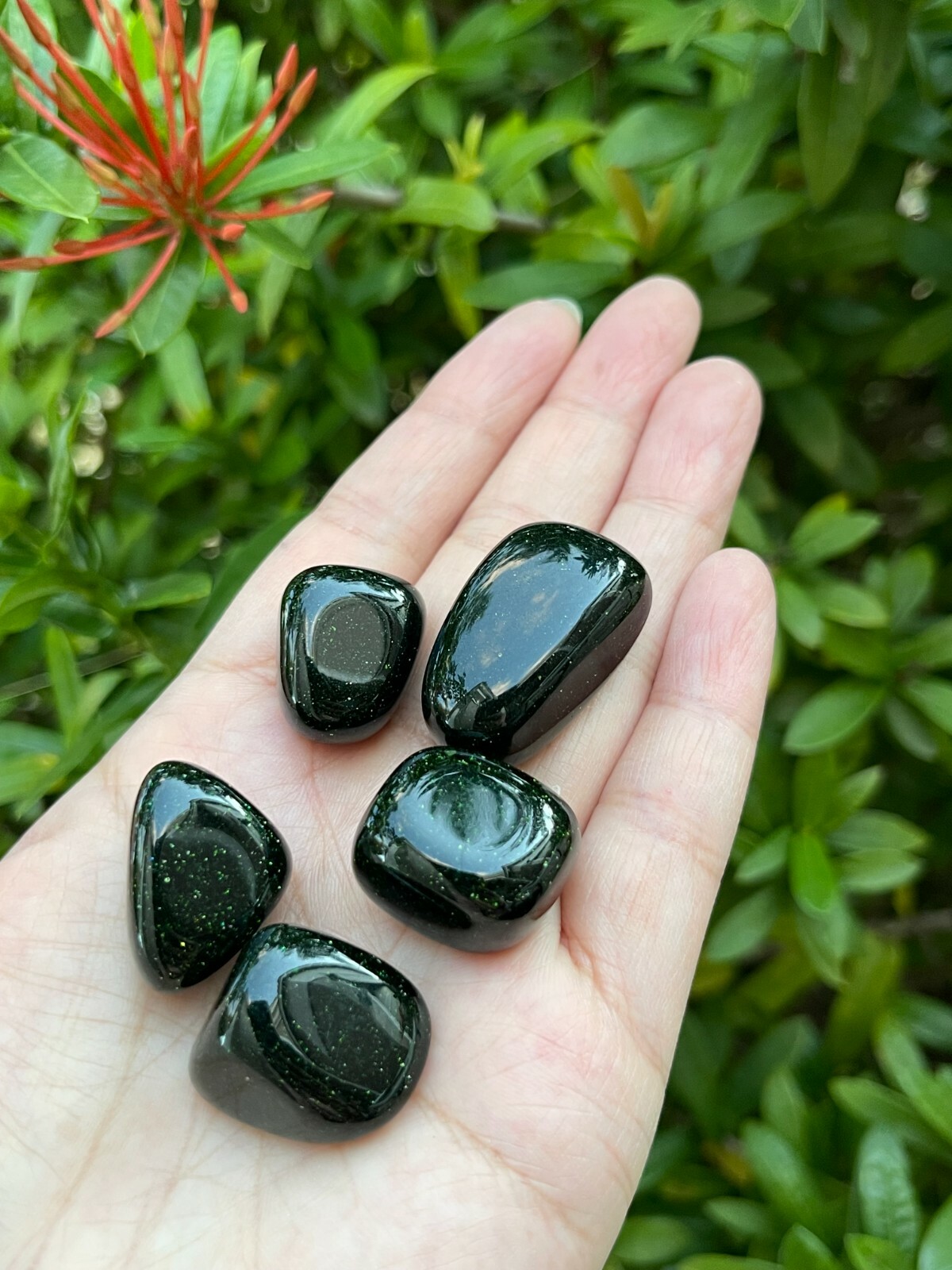 Grade A++ Green Goldstone Tumbled Stones 0.75″ – 1″, Pick How Many