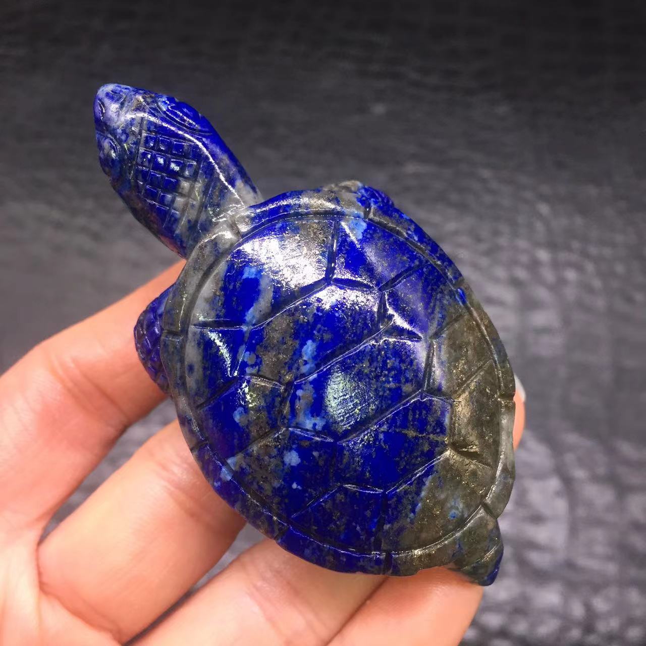 Natural Lapis Lazuli Quartz Crystal Carved Tortoise Healing Decoration Reiki 1Pc