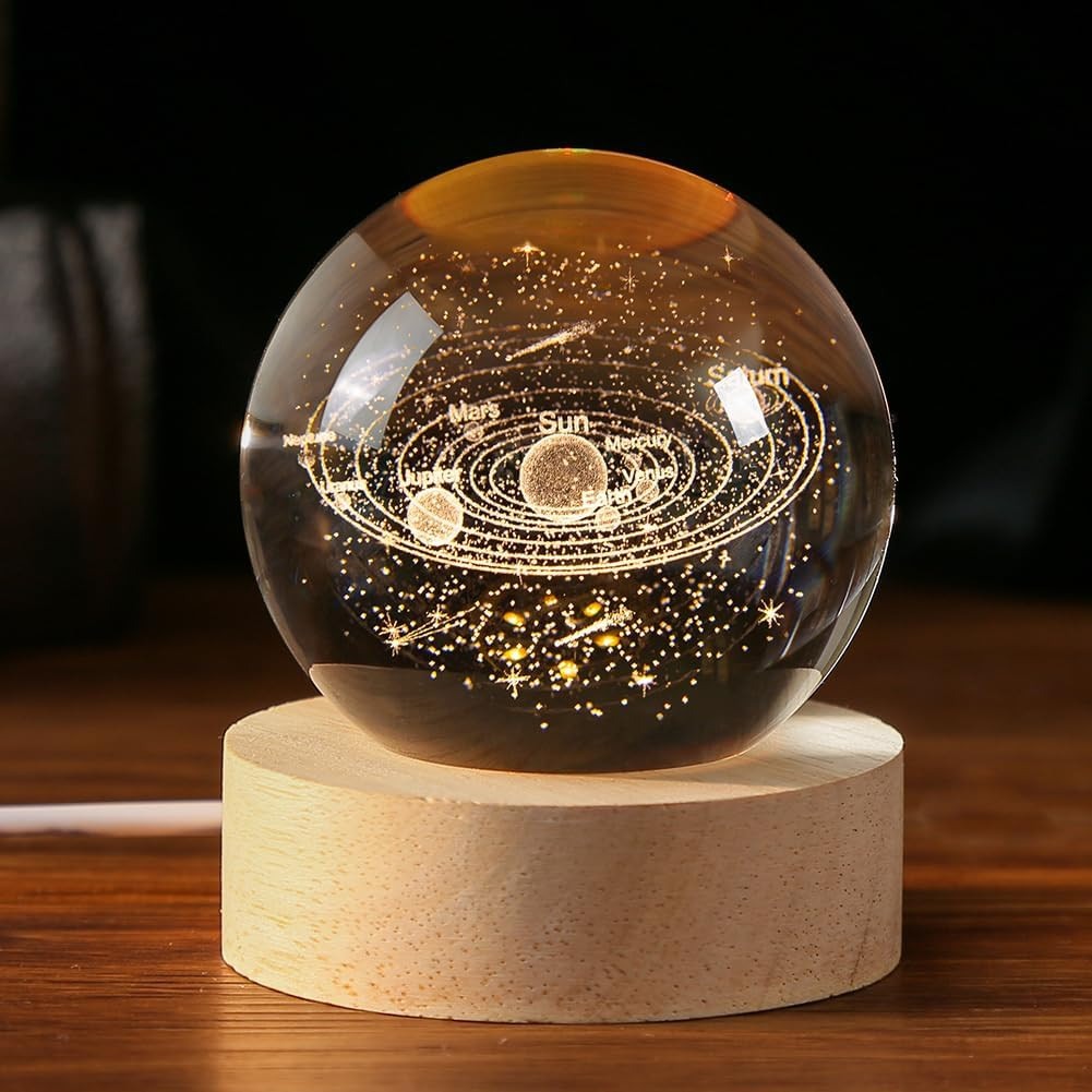 3D Solar System Crystal Ball 60mm Universe Gifts for Space Lovers | EngravDecora