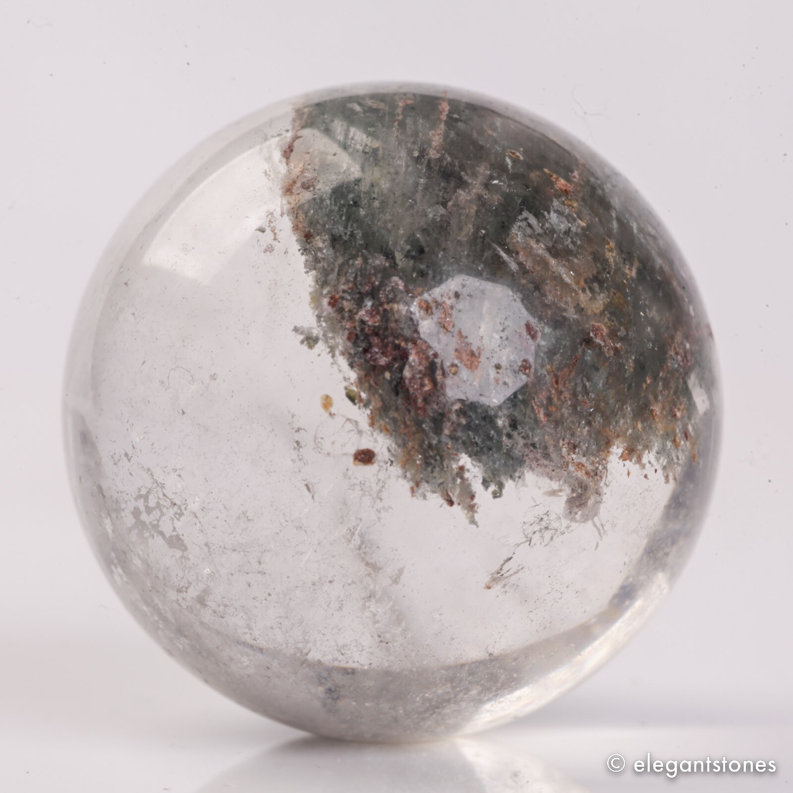 60g35mm Natural Garden/Phantom/Ghost/Lodolite Quartz Crystal Sphere Healing Ball