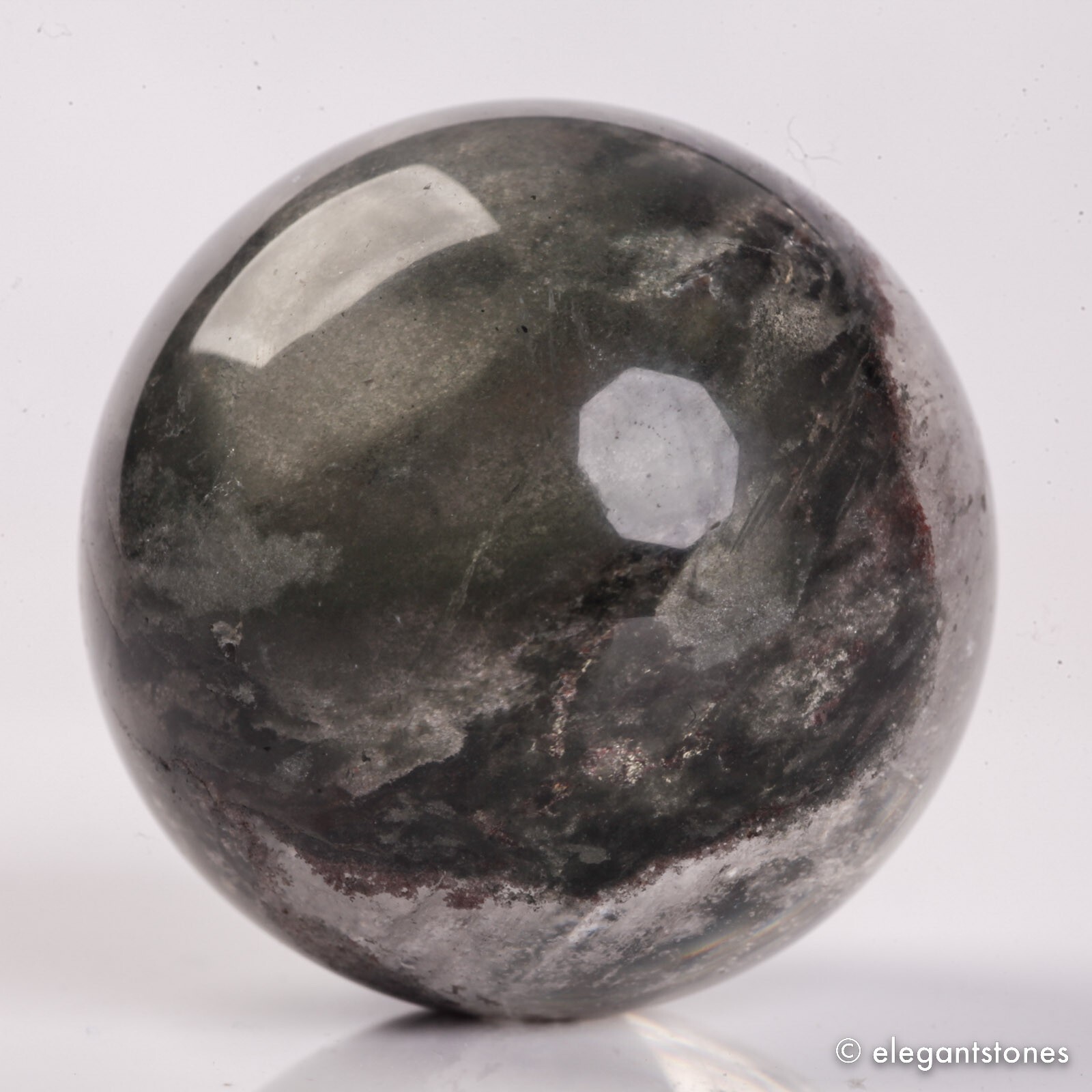 61g35mm Natural Garden/Phantom/Ghost/Lodolite Quartz Crystal Sphere Healing Ball