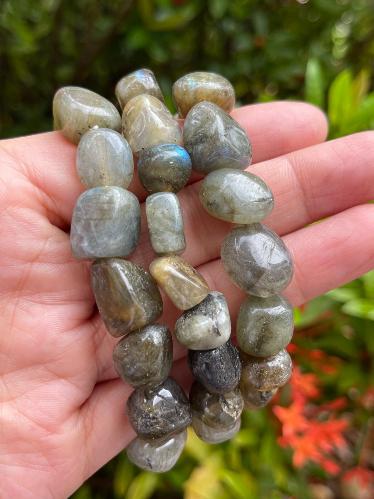 Grade A++Labradorite Tumbled Bracelet 8-12mm,Genuine Labradorite Nugget Gemstone