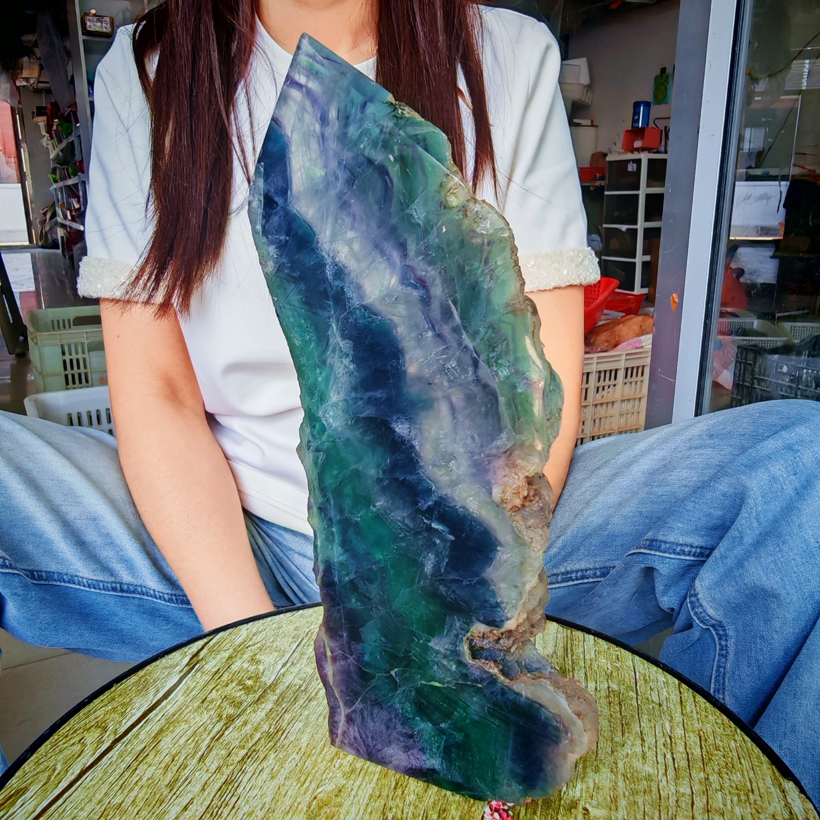 3.85LB Restoration of Natural Colored Fluorite Crystal Specimens 1750g