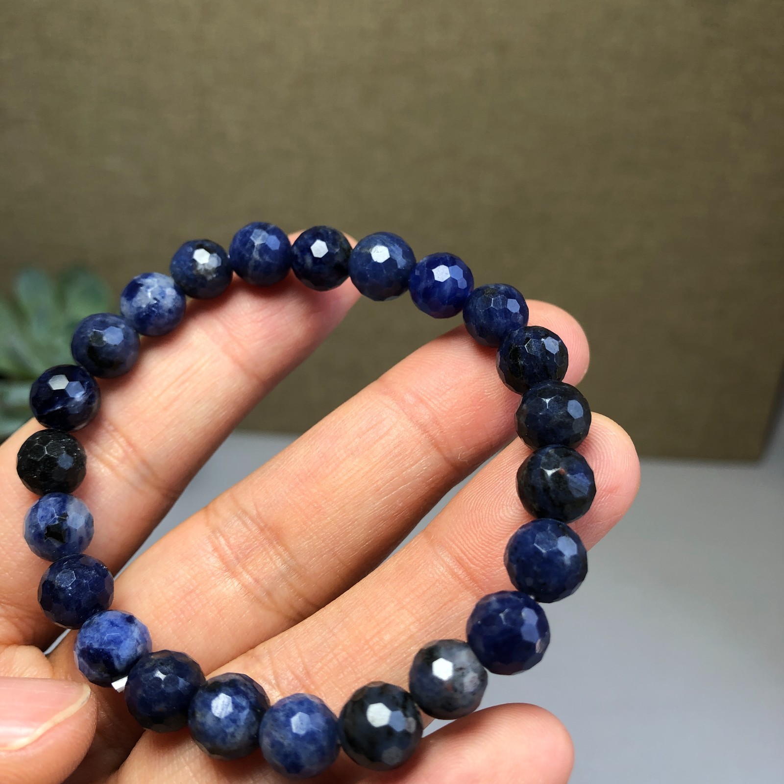 5Pcs Wholesal Natural sodalite agate bracelets Crystal ball sphere facet 8mm